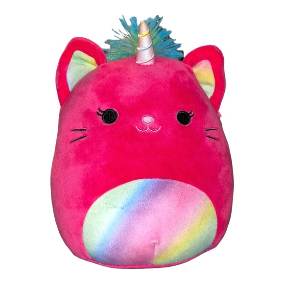 Squishmallow 8” Lizette the pink Caticorn with rainbow Mane and Belly Plush - Picture 4 of 12